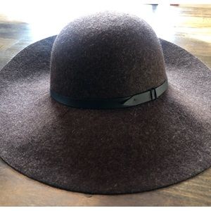 Nordstrom Women’s Wide Brim Floppy Wool Hat - Dark Brown and Black